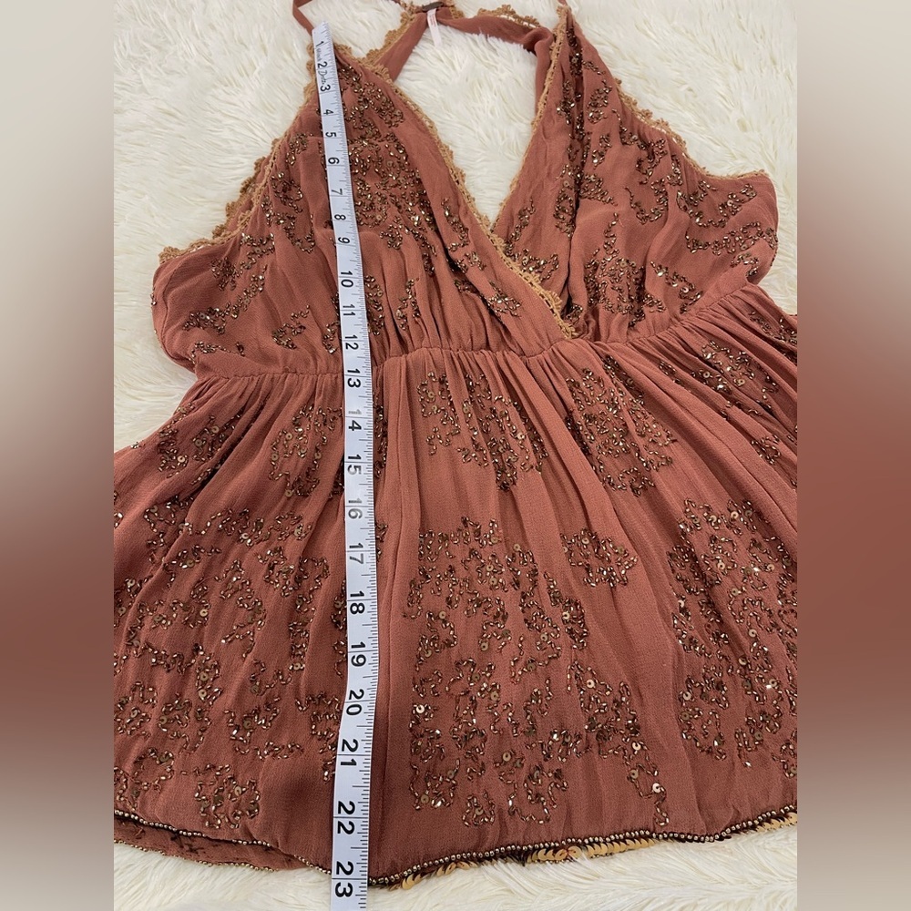Free People Rust Embellished Halter Blouse - Picture 12 of 13